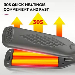 Lisseur à cheveux portable ionique fer plat électrique revêtement en céramique écran LCD 8 panneaux bigoudi détachable style en plastique - Product Image 5