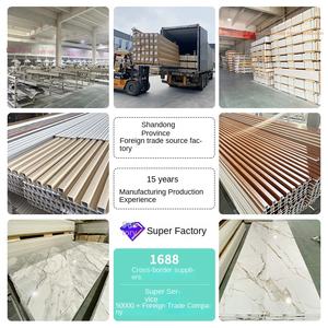 แผ่นผนังตกแต่งพื้นหลังทีวีลายไม้พลาสติกสำหรับการค้าต่างประเทศ แผ่นไม้ระแนง แผ่นไม้ PVC - Product Image 2