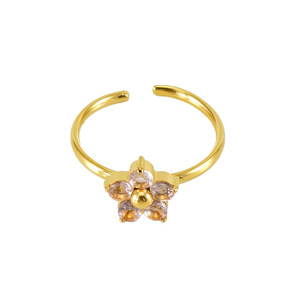 Anelli con Fiore in Zirconia Cubica Placcati Oro 18K in Acciaio Inossidabile, Anello con Fiore di Diamanti Multicolore per Vendita all'Ingrosso - Product Image 6