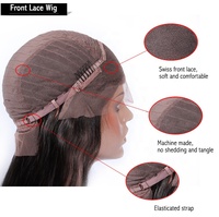 Perruque Lace Front sans colle en cheveux humains Remy brésiliens lisses, couleur naturelle, transparente HD, longueur 30 pouces, pour femmes