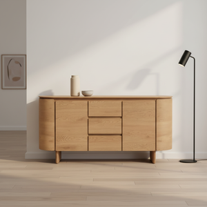 Commode en bois massif Kairo avec 6 tiroirs, design moderne pour salon, meuble de rangement écologique et durable - Product Image 5