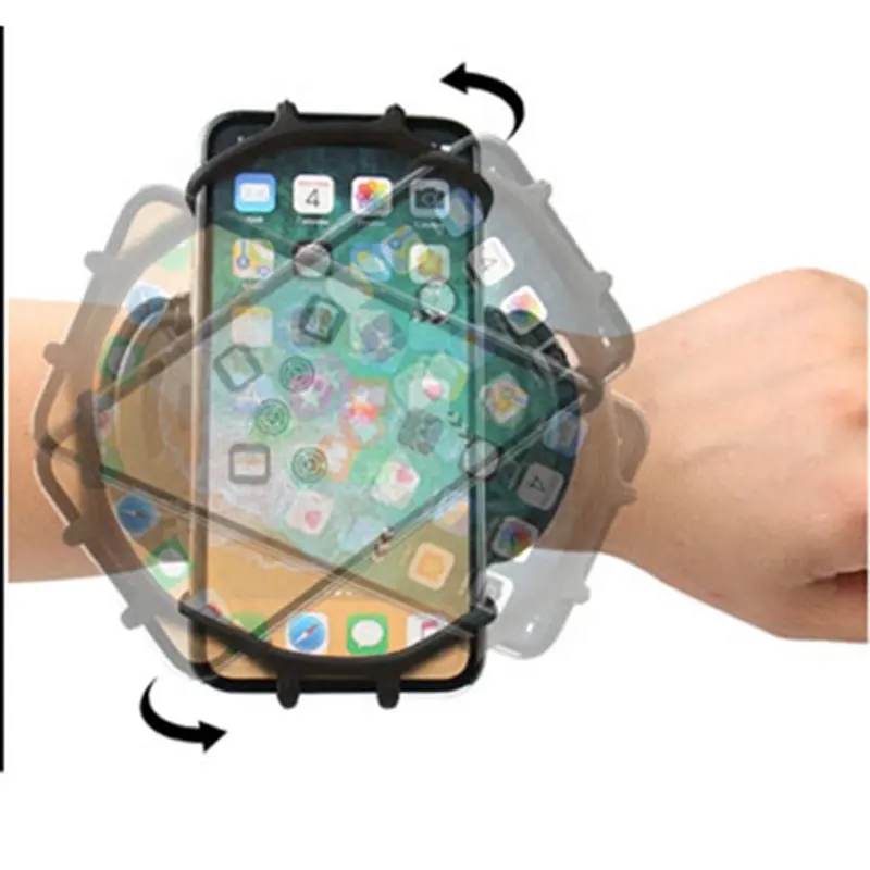 2021 Drehbarer Silikonarm-Handgelenk-BaMit Handy halterung Outdoor-Lauf übung Fitness-Arm tasche Smartphone-Armband
