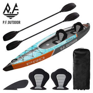 Kayaks de pêche gonflables pliables Drop Stitch pour 2 personnes, canoë à pédales, bateau à pagaie, planche à pagaie personnalisée, bateau de kayak en PVC - Product Image 1