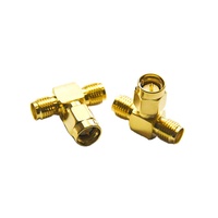 Antena Wifi Tipo T, Adaptador Coaxial RF de Un Conector SMA Macho a Dos Conectores Hembra, Divisor de Señal de 3 Vías