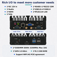 PC Mini Industri Tanpa Kipas Intel J6412 DC 12V RTL8111H LAN M.2 2280 NVME RS485+RS232 VGA SATA3.0 DDR4 3200MHz RAM 4GB/8GB