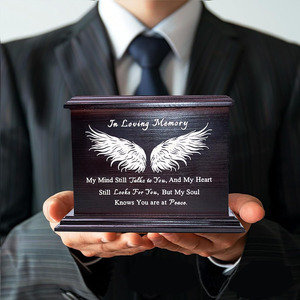 Wooden Pet <b>Urn</b> Rectangle Solid Wood Durable Memorial Box For <b>Cat</b> Dog Funeral Keepsake - Product Image 3