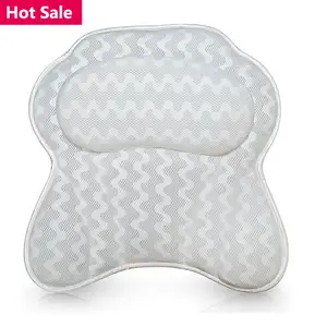 Eco Friendly Washable Anti Slip Butterfly Shape 3D Air Mesh Bath Tub Pillow With Suction Cups
