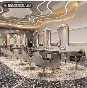 Muebles de Salón de Belleza Modernos y Lujosos 2026, Estación de Trabajo de Peluquería, Espejo de Salón con Mesa de Almacenamiento y Luz LED - Product Image 3