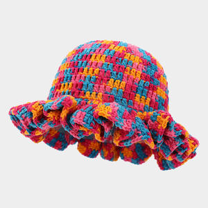 หมวกชาวประมงถักด้วยมือแฟชั่นพร้อมหมวกถักมีระบาย - Product Image 3