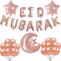 Ensemble de ballons en feuille d'aluminium Gold Moon Star Hajj Mubarak, ballons en mylar à l'hélium, décoration islamique pour la célébration de l'Eid Ramadan