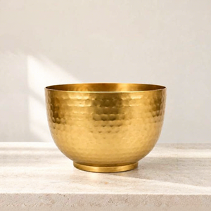 Pot de fleurs rond en laiton martelé moderne pour plantes vertes d'intérieur - Product Image 2