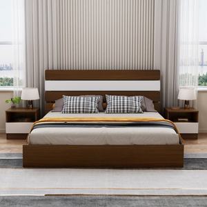 เตียงคิงไซส์/ควีนไซส์ทันสมัยขายดีปี 2022 พร้อมลิ้นชักเก็บของ เฟอร์นิเจอร์หัวเตียงทำจากไม้อัดเอ็มดีเอฟ ห้องนอนพร้อมตู้เสื้อผ้า - Product Image 3