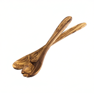 Ensemble de couverts à salade 2 pièces en bois d'olivier, cuillère et fourchette pour servir les salades - Product Image 2