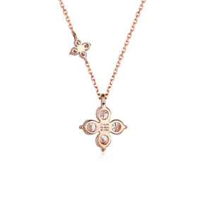 Collar Paxima Jewelry de Lujo Ligero, Estilo Dulce y Fresco, Oro Rosa de 9K, Diamante Cultivado en Laboratorio de 1.2ct, Color D, Corte Redondo, Diseño de Doble Flor para Mujer - Product Image 2