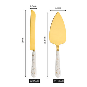 Coltello e Spatola per Torte in Acciaio Inox con Manico in Ceramica, Coltello e Spatola per Pizza con Motivo Marmorizzato per Uso Alberghiero - Product Image 6