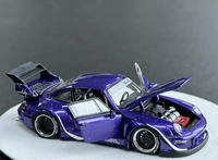 PGM 1:64 Pors 993 RWB Ungu Metalik Edisi Terbatas Model Mobil Alloy yang Dapat Dibuka Sepenuhnya