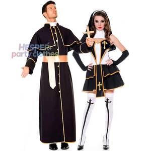 Disfraz de Monja para Adultos, Marca HP, Talla Personalizada, Unisex, para Parejas, Baile de Máscaras, TV, Cine, Poliéster, Halloween, Festival, Cosplay - Product Image 1