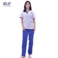 Ensemble de blouses médicales tissées unisexes personnalisables à col en V et manches courtes, respirantes et confortables, pour hôpitaux, médecins et infirmières