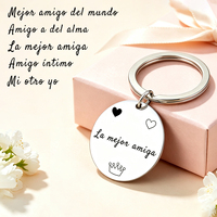 Porte-clés gravé en acier inoxydable « Meilleurs amis » - Bijou d'amitié « Mejor Amiga » espagnol - Cadeau pour anniversaire ou remise de diplôme pour BFF
