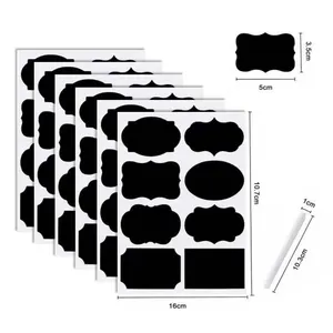 48 sınıf tahtası etiketleri kara tahta ile işaretleyici kalem 5cm x 3.5cm mutfak düzenleyici çıkartmalar cam kavanoz