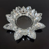 Grand bougeoir chauffe-plat en cristal de fleur de lotus de revêtement argenté pour le grand MH-Z0488 de bougie de pilier