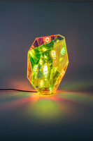 Lampe de plafond rhombique moderne de luxe RAY YI, personnalisée, avec lumière nocturne transparente, décoration intérieure, en acrylique transparent effet arc-en-ciel