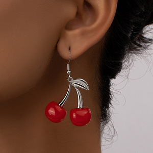 ต่างหูผู้หญิงผลไม้เชอร์รี่สีดำ - Product Image 1