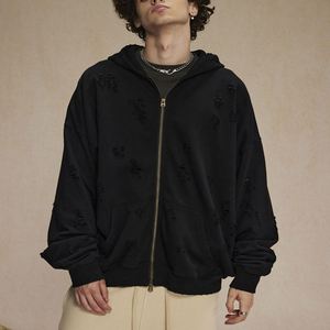 Sweats à capuche zippés personnalisés Hommes Femmes Sweat à capuche zippé surdimensionné Sweat à capuche zippé unisexe vieilli - Product Image 4