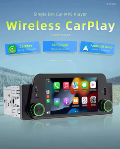 Hicbest เครื่องเสียงรถยนต์5.1นิ้ว DIN แบบไร้สาย/แบบมีสาย CarPlay <span class=keywords><strong>Android</strong></span> <span class=keywords><strong>Auto</strong></span> 1 DIN วิทยุในรถยนต์เครื่องเล่น MP5 us/bt FM AUX IN + MIC - Product Image 2