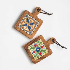 Classico <span class=keywords><strong>sottopentola</strong></span> <span class=keywords><strong>in</strong></span> legno con piastrelle <span class=keywords><strong>in</strong></span> <span class=keywords><strong>ceramica</strong></span> legno <span class=keywords><strong>ceramica</strong></span> tappetino da tavolo per tazza pentola <span class=keywords><strong>in</strong></span> porcellana sottobicchieri per la cucina di casa - Product Image 3