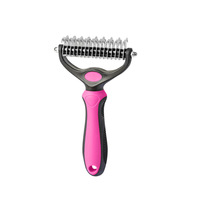 Outil de toilettage pour animaux de compagnie - Râteau pour sous-poils pour chiens et chats - Brosse double face pour éliminer les poils et démêler les nœuds pour animaux à poils longs