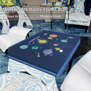 Modern Memory Foam Tatami Area <b>Rug</b> for Home & Children's Living Room Solid Color Non-Slip 15mm Thick Machine Made Polyester - Product Image 2