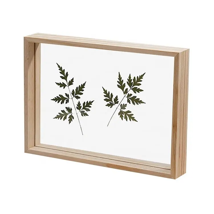 Bois Double Face Verre Diy Cadre Fleur Feuille Plante Décoration Spécimen cadre photo Table Stand Double Face Affichage