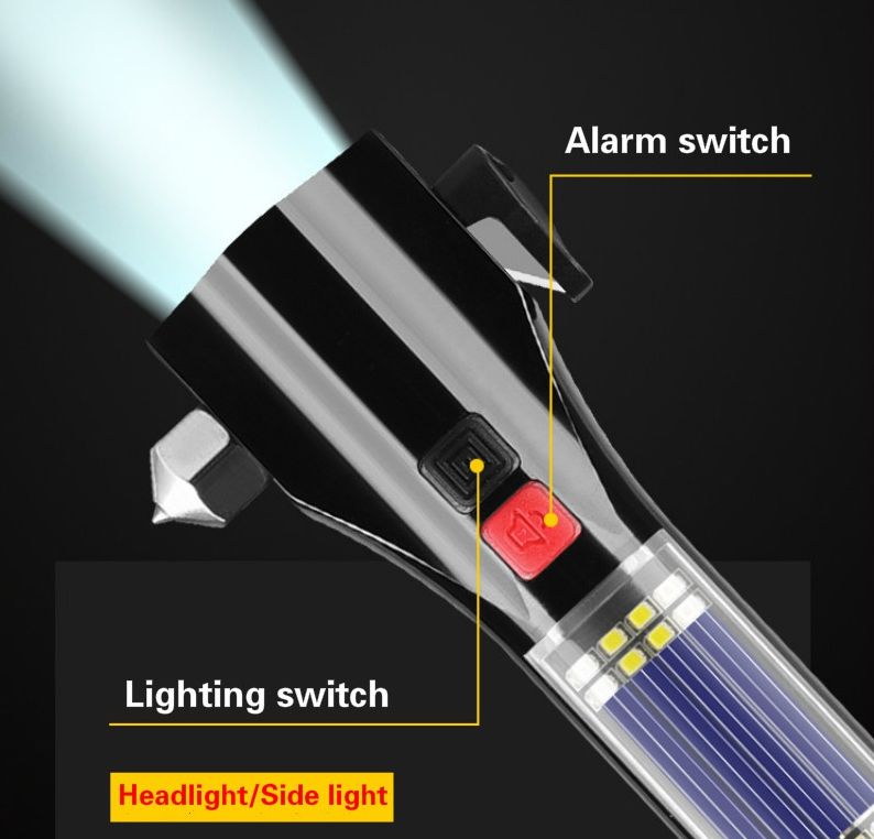 Уличный Многофункциональный перезаряжаемый светодиодный фонарик для выживания, аварийные инструменты, зарядка от солнечной энергии, безопасный молоток для автомобиля Bnak