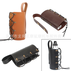 Soporte para botella de agua para motocicleta Moshark, portavasos de cuero marrón para accesorios de cicloturismo - Product Image 5