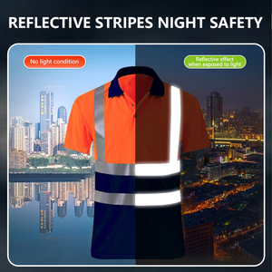 Abbigliamento da lavoro personalizzato per l'estrazione di carbone a manica corta ad alta visibilità abbigliamento da lavoro riflettente per abbigliamento Polo Hi Vis - Product Image 3