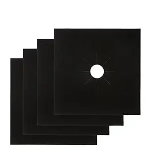 Capas para queimador de fogão a gás preto, 0.2mm de espessura dupla, reutilizável, antiaderente, forros de limpeza rápida para cozinha/cozinhar