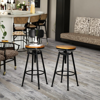 Moderner Luxus Schmiedeeisen Massivholz verstellbarer Dreh hocker Stuhl für Außen küche für Bar Wohnzimmer Milk Tea Shops