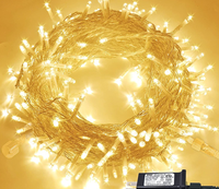 Guirlande lumineuse connectable à 100 LED, 33 pieds, blanc chaud, étanche, lumières scintillantes, fil transparent, branchement facile, pour décoration de Noël en extérieur