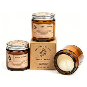 Bougie parfumée en verre ambré, très demandée, 100g, 200g, options de taille, emballage personnalisé, parfum en gros - Product Image 2