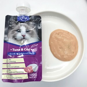 Sacchetto per beccuccio di marca AMNA <span class=keywords><strong>pasta</strong></span> alimentare OEM/ODM cibo per gatti umido nutriente e delizioso per gatti 100 g/borsa sapore di tonno + merluzzo - Product Image 2
