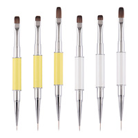 Nouvel ensemble de stylos à double embout blanc et jaune en acrylique pour la décoration des ongles en salon, peinture au gel UV
