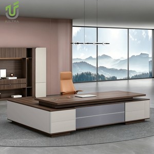 IULTRA New Design Custom Size Bleached <strong>Oak</strong> Multifunctional Executive Floating <strong>Top</strong> Executive <strong>Desk</strong> for Writing - Product Image 3