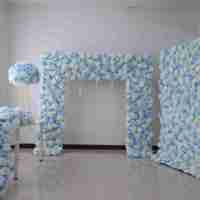 Dekorasi Set Gapura Baby Shower Bunga Mawar Peony Hydrangea 3D 5D Biru Pink untuk Pesta Bayi