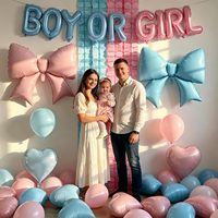 Décorations de révélation du sexe du bébé, ballons en forme de cœur rose et bleu brillants, lettres garçon ou fille, guirlande de ballons en papier de 38 pouces