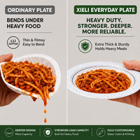 Platos de Papel Resistentes XIELI Hechos en Indonesia, de 7-12 Pulgadas, 250-600GSM, Grado Alimenticio, Resistentes al Aceite y al Agua, para Fiestas y Catering Diario