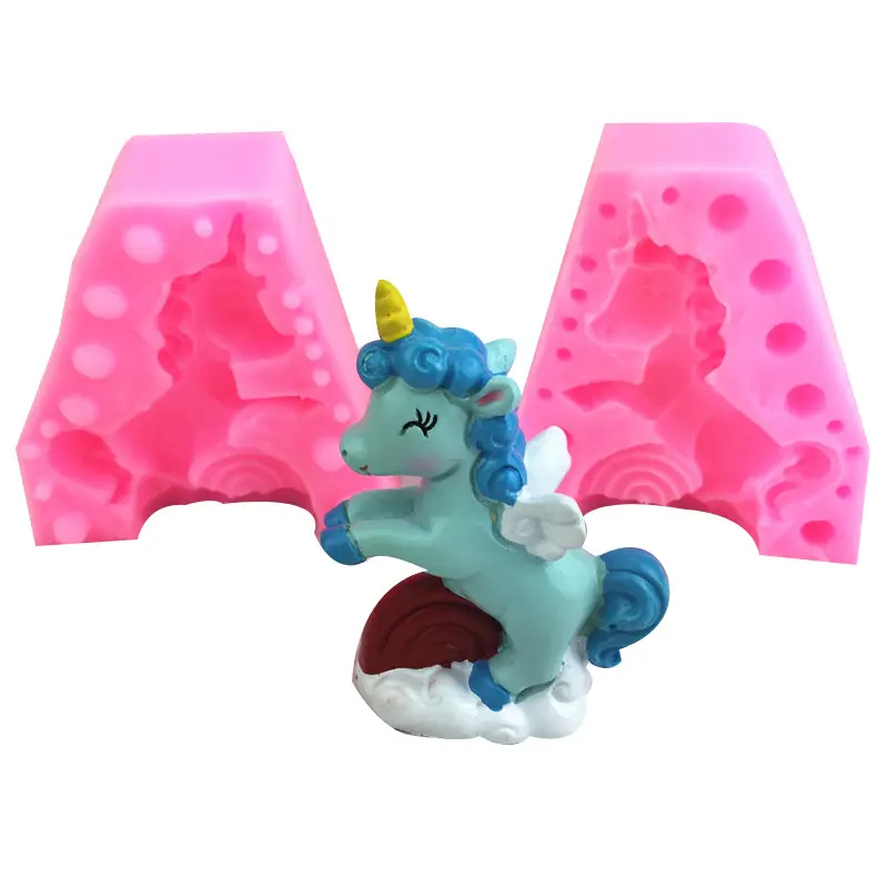 Three-dimensional Trojan horse unicorn shape horse to success cake silicone mold decoration aromatherapy plaster mold