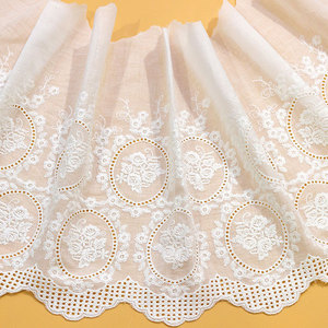 Encaje de Algodón 100% al por Mayor con Flores Bordadas y Caladas <span class=keywords><strong>para</strong></span> Mujer - Product Image 4