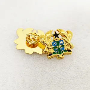 Individuelles Wappen von Ghana Abzeichen 3D-Gold-Emaille Afrika Ghana Revers-Stift für Kleidung