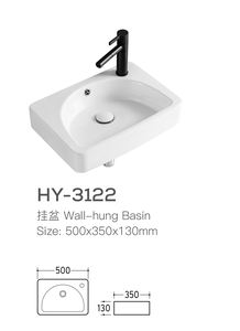 China Factory Sanitary Ware Montado en la pared con grifo Fregaderos de baño Colgante de pared Rectangular Rock Plate Lavabo - Product Image 5